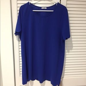 Royal blue scallop edge top